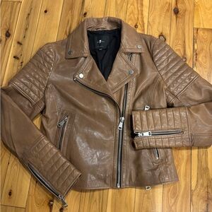 7 For All Mankind Tan Leather Jacket